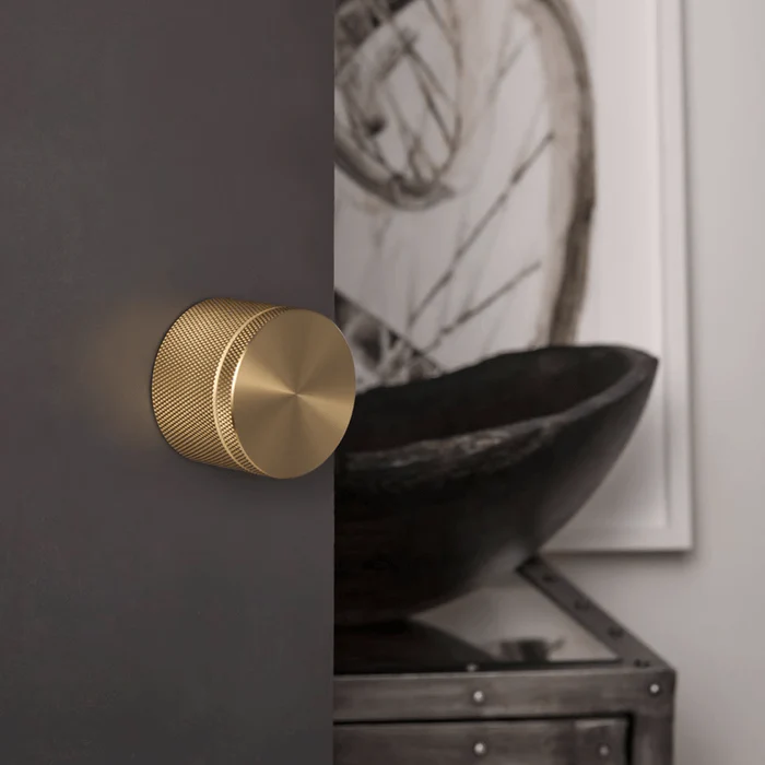Brass Door Lock Titanium Gold Knurled Keyless Interior Door Lock