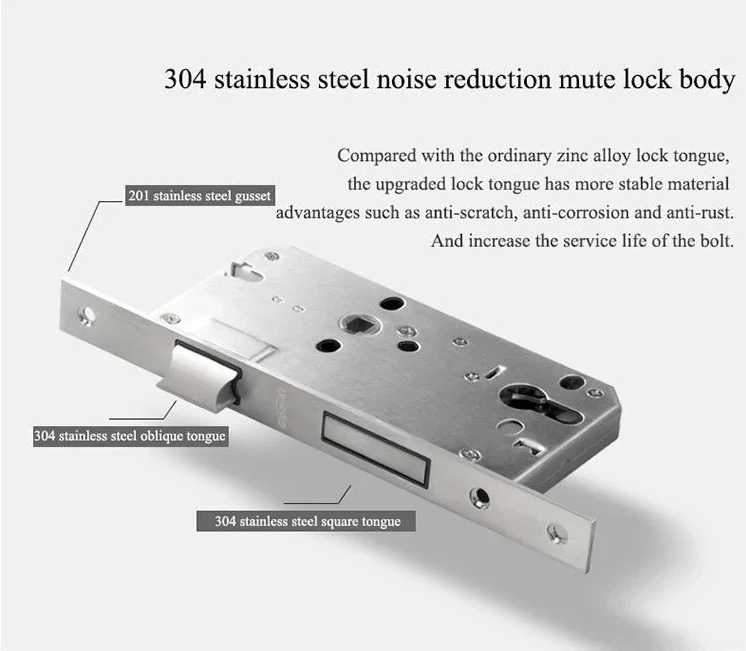 Nordic Mute Indoor Lock Bright Chrome Modern Minimalist Universal Door Handle - Image 2